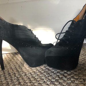 Penny Loves Kenny Suede Stiletto Platform Booties